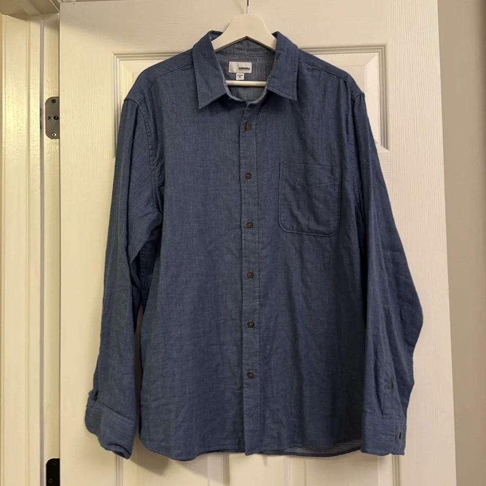 Sonoma Blue Casual Button Down Shirt Size XL - Picture 3 of 4